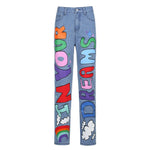 Graphics Letter Printed Baggy Women Jeans Pants High Waist Wide Leg Punk Y2K Cute Demin Fashion Streetwear Girls 90s  Iamhotty