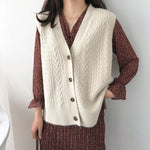 2020 Knitted Vest Woman Simple All-match  V-neck Knitted Sweater Leisure Student Sleeveless Female Vintage Sweater Waistcoat