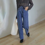 2020 women blue baggy wide leg pants woman's boyfriend jeans high waist long denim trousers female casual streetwear solid