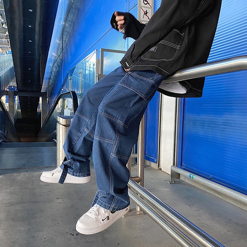 men's jeans Streetwear Wide Leg Jeans Mens 2020 New Loose Straight Baggy Denim Pants Male Fashiong Hip Hop casual wear